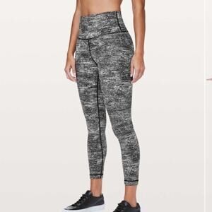 Lululemon Wunder Under Hi-Rise 7/8 Tight *25" Rush Jacquard Black White Size 6